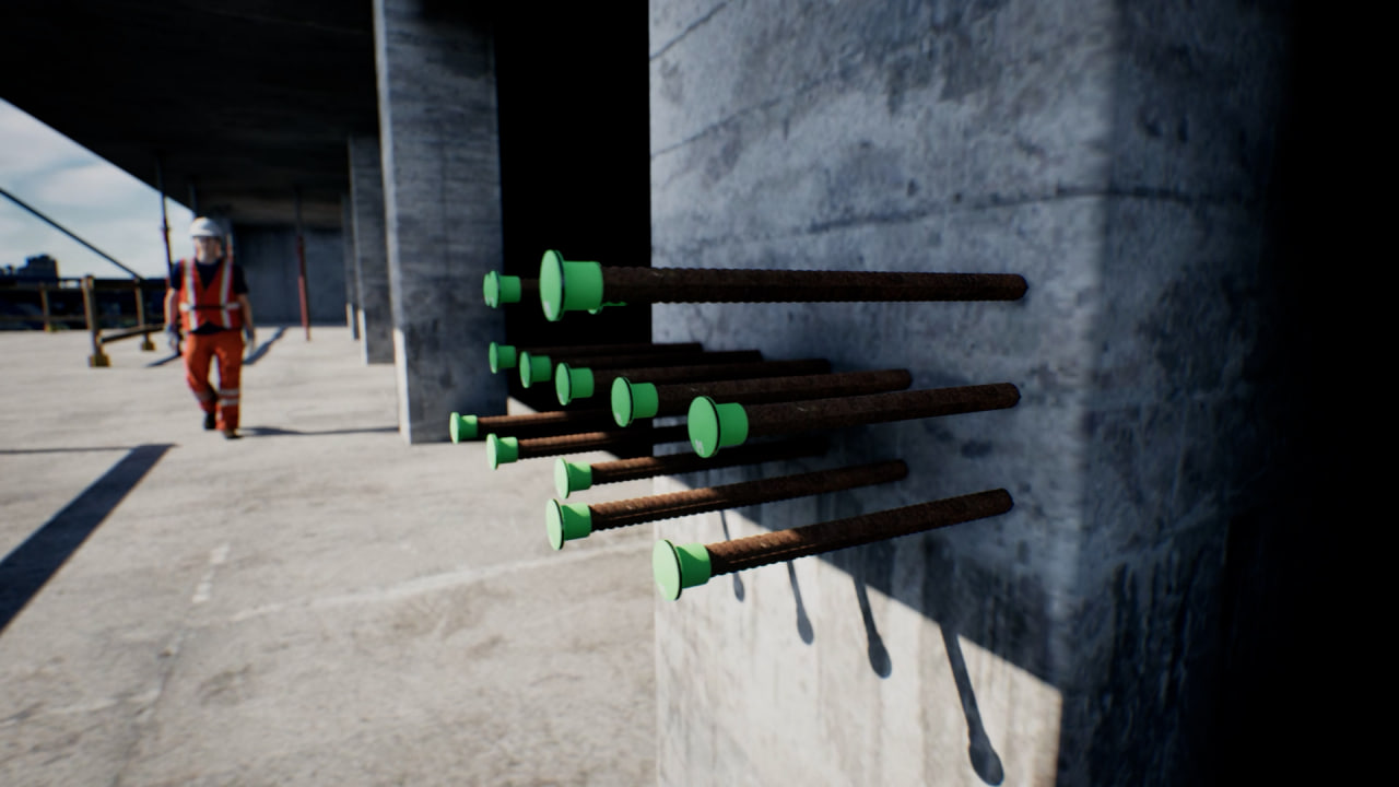 Rebar Protection Cap technical CGI animation preview